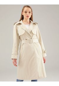 Unisono - WIOSENNY PŁASZCZ B9202 BEIGE. Materiał: bawełna, poliester. Sezon: wiosna #1