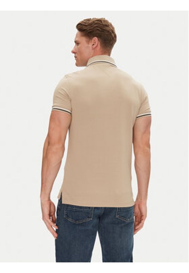 TOMMY HILFIGER - Tommy Hilfiger Polo Seasonal MW0MW39993 Beżowy Slim Fit. Typ kołnierza: polo. Kolor: beżowy. Materiał: bawełna
