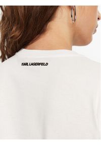 Karl Lagerfeld - KARL LAGERFELD T-Shirt A1W17131 Biały Regular Fit. Typ kołnierza: dekolt w karo. Kolor: biały. Materiał: bawełna #3