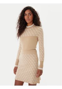 Guess Sweter W5BR24 Z3JD2 Beżowy Slim Fit. Kolor: beżowy. Materiał: syntetyk