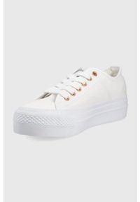 Lee Cooper tenisówki damskie kolor biały. Nosek buta: okrągły. Zapięcie: sznurówki. Kolor: biały. Materiał: guma. Obcas: na platformie