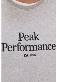 Peak Performance Bluza męska kolor szary melanżowa. Okazja: na co dzień. Kolor: szary. Materiał: bawełna, dzianina. Długość rękawa: raglanowy rękaw. Wzór: melanż. Styl: casual #4
