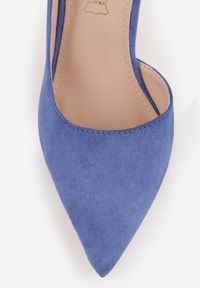 Renee - Niebieskie Szpilki Vices z Wkładką ze Skóry Naturalnej Ozdobione Wycięciem Oliritia. Okazja: na co dzień. Kolor: niebieski. Materiał: skóra. Wzór: aplikacja. Obcas: na szpilce. Styl: casual #9