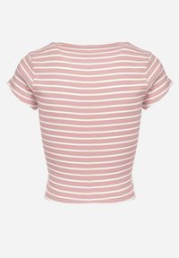 Born2be - Różowy Bawełniany T-shirt Prążkowany o Krótkim Kroju Quedara. Kolor: różowy. Materiał: bawełna, prążkowany. Długość: krótkie. Sezon: lato #6