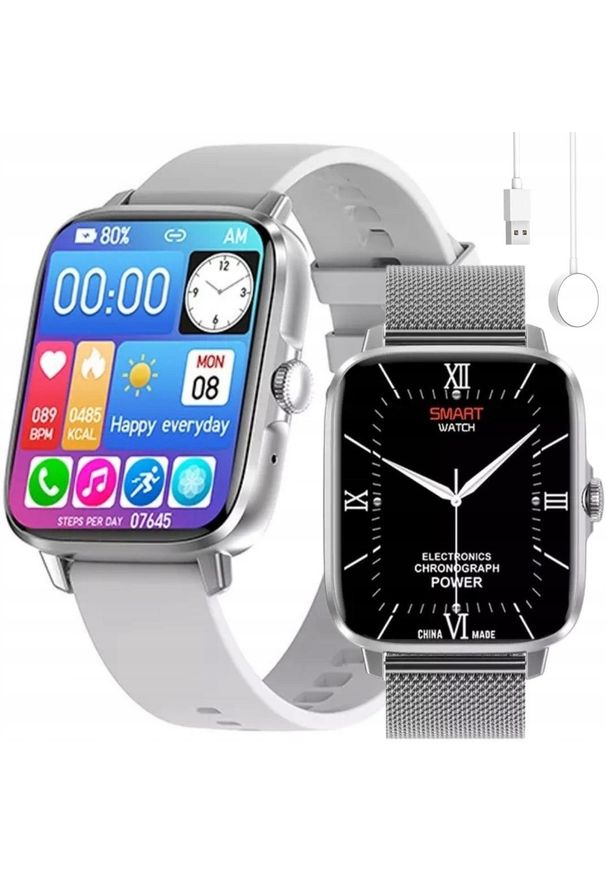 Techonic - SMARTWATCH DAMSKI ZEGAREK ROZMOWY EKG PULS 2 PASKI. Rodzaj zegarka: smartwatch
