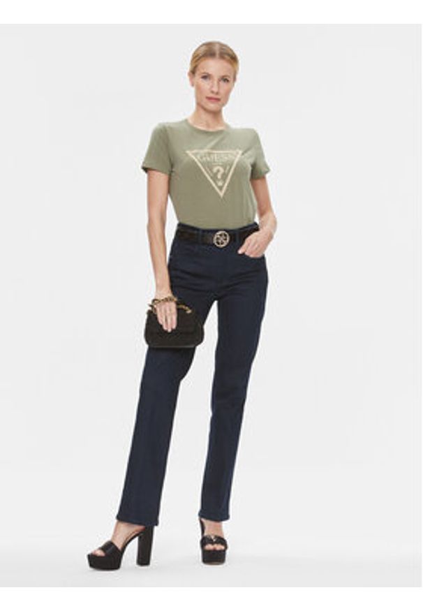 Guess T-Shirt W4RI69 J1314 Zielony Regular Fit. Kolor: zielony. Materiał: bawełna