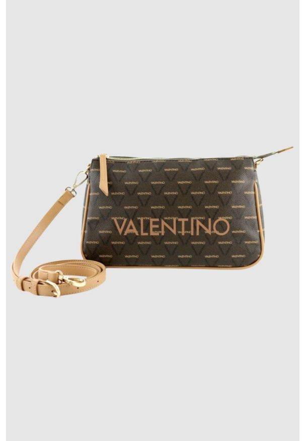 Valentino by Mario Valentino - VALENTINO Mała brązowa listonoszka Liuto. Kolor: brązowy. Wzór: paski