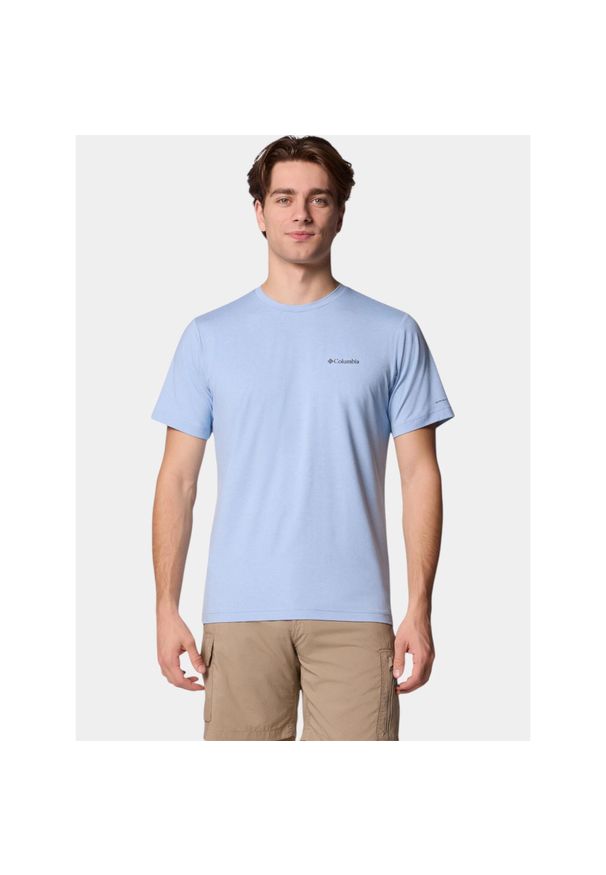 columbia - Koszulka sportowa męska Columbia Tech Trail II. Kolor: niebieski. Długość rękawa: krótki rękaw. Długość: krótkie. Sport: turystyka piesza