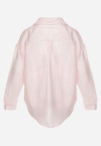 Renee - Różowa Koszula Oversize z Tencelu w Paski z Haftowanym Wzorem Tidore. Okazja: na co dzień. Kolor: różowy. Materiał: poliester, jeans, materiał. Wzór: haft, paski. Styl: casual, elegancki #5