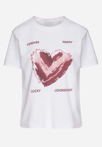 Born2be - Biały T-shirt z Ozdobnym Nadrukiem Palithiela. Okazja: na co dzień. Kolor: biały. Materiał: jeans. Wzór: nadruk. Styl: klasyczny, casual #5