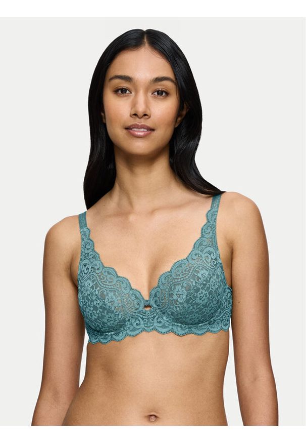 Triumph Biustonosz z fiszbiną Amourette 10209574 Turkusowy. Kolor: turkusowy. Materiał: syntetyk