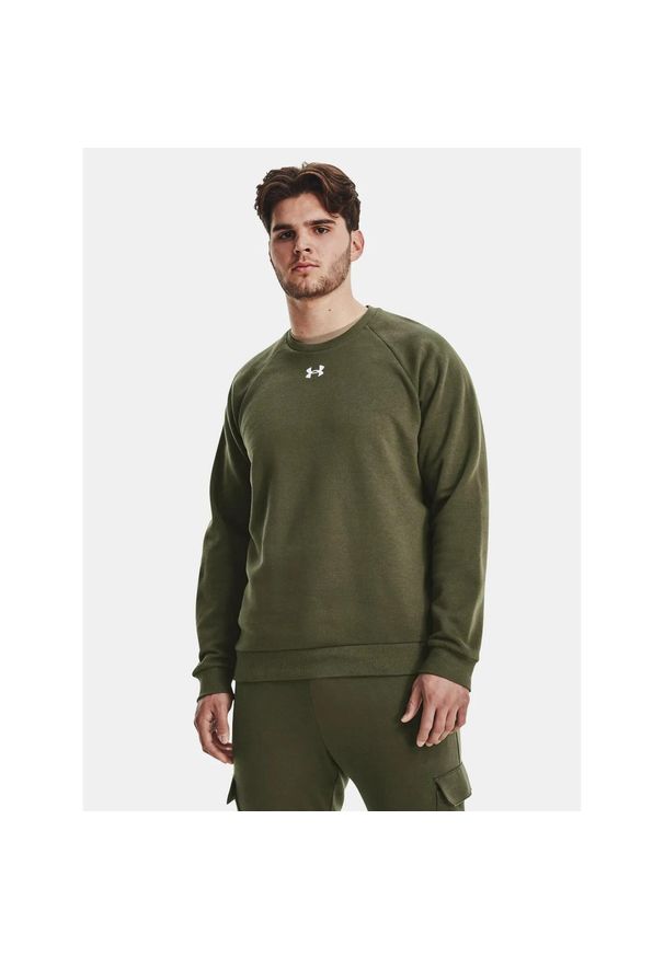 Under Armour - Bluza fitness męska UNDER ARMOUR Rival Fleece Crew. Kolor: zielony. Sport: fitness