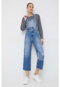 Pepe Jeans ogrodniczki Shay Weave damskie. Stan: podwyższony. Kolor: niebieski #1