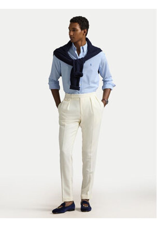 Polo Ralph Lauren Koszula 710929346016 Błękitny Custom Fit. Typ kołnierza: polo. Kolor: niebieski. Materiał: bawełna