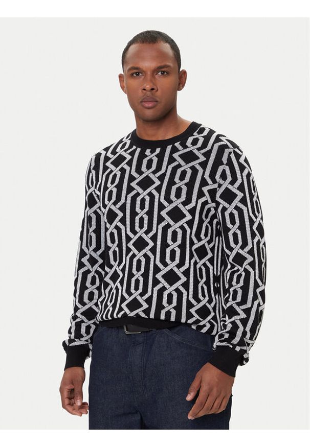 Hugo - HUGO Sweter Souvawn 50547001 Czarny Regular Fit. Kolor: czarny. Materiał: syntetyk