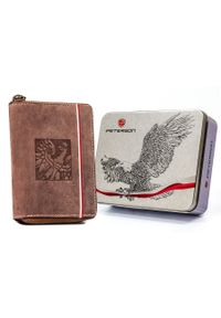 Portfel patriotyczny Peterson [DH] PTN 340P-02 brązowy. Kolor: brązowy. Materiał: skóra, nubuk