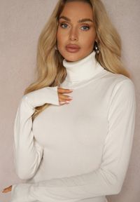 Renee - Biały Golf Sweterkowy z Domieszką Kaszmiru Zaivanna. Okazja: na spotkanie biznesowe, na co dzień, do pracy, na spacer. Typ kołnierza: golf. Kolor: biały. Materiał: kaszmir. Sezon: jesień. Styl: biznesowy, klasyczny, casual, elegancki #4