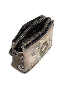 Brązowa Pojemna Listonoszka Damska Anekke Real. Kolor: brązowy. Wzór: kwiaty, motyw z bajki, haft. Dodatki: z breloczkiem, z haftem. Styl: casual #4