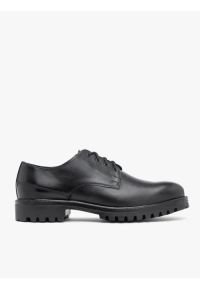 Ryłko - Czarne skórzane półbuty. Okazja: na co dzień. Zapięcie: sznurówki. Kolor: czarny. Materiał: skóra. Styl: street, casual, klasyczny, elegancki #1