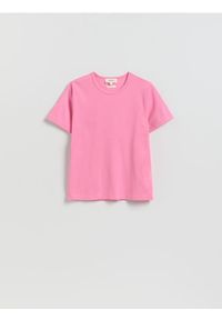 Reserved - T-shirt z bawełną - intensywny róż. Kolor: różowy. Materiał: bawełna #1