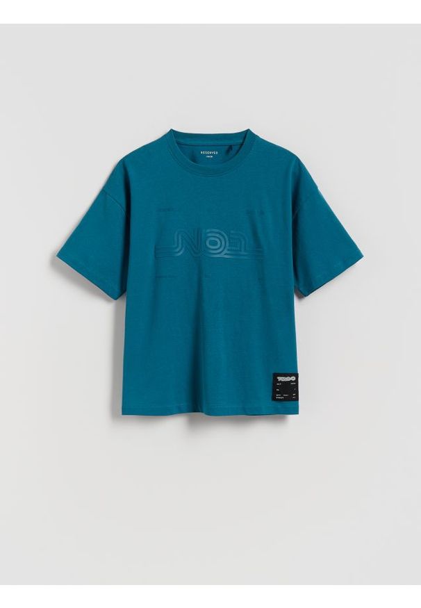 Reserved - T-shirt oversize - jasnoturkusowy. Kolor: turkusowy. Materiał: bawełna, dzianina