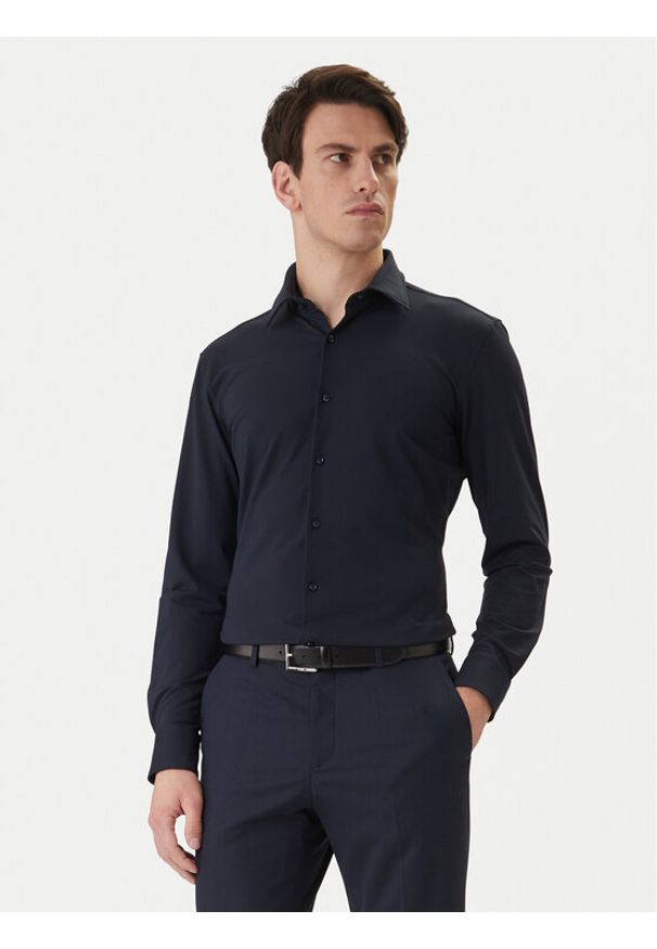 BOSS Koszula P-Hank 50555767 Granatowy Slim Fit. Kolor: niebieski. Materiał: syntetyk