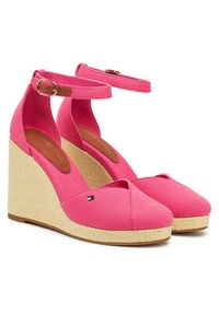 TOMMY HILFIGER - Tommy Hilfiger Półbuty Flag High Wedge Espad Closed Toe FW0FW08494 Różowy. Kolor: różowy. Materiał: materiał