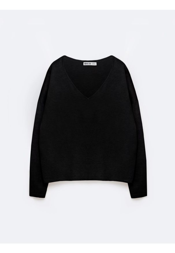 Big-Star - Sweter damski z wiskozy czarny Faustii 906. Okazja: na co dzień. Kolor: czarny. Materiał: wiskoza. Styl: elegancki, casual