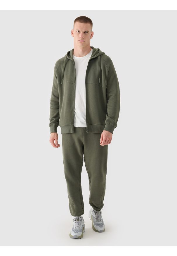 4f - 4F Spodnie dresowe joggery męskie - khaki XL. Kolor: brązowy, wielokolorowy, oliwkowy. Materiał: dresówka. Wzór: gładki, ze splotem