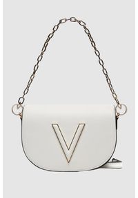 Valentino by Mario Valentino - VALENTINO Biała torebka Coney Flap Bag. Kolor: biały. Wzór: paski