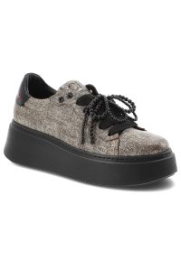 CheBello - Czarne Sneakersy Chebello Modne Obuwie Damskie Na Platformie. Okazja: na co dzień. Zapięcie: sznurówki. Kolor: czarny. Szerokość cholewki: normalna. Obcas: na platformie #1