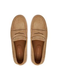 TOMMY HILFIGER - Tommy Hilfiger Mokasyny Flag Soft Suede Driver Loafer FW0FW08558 Brązowy. Kolor: brązowy. Materiał: zamsz, skóra #5