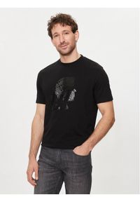Karl Lagerfeld - KARL LAGERFELD T-Shirt 755082 542224 Czarny Regular Fit. Typ kołnierza: dekolt w karo. Kolor: czarny. Materiał: bawełna #1