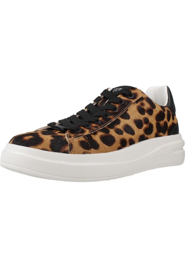 Guess - Kapcie GUESS FLTEL8 LEA12 Nadruk zwierzęcy. Kolor: wielokolorowy. Materiał: syntetyk, tkanina, skóra. Wzór: motyw zwierzęcy, nadruk. Styl: sportowy