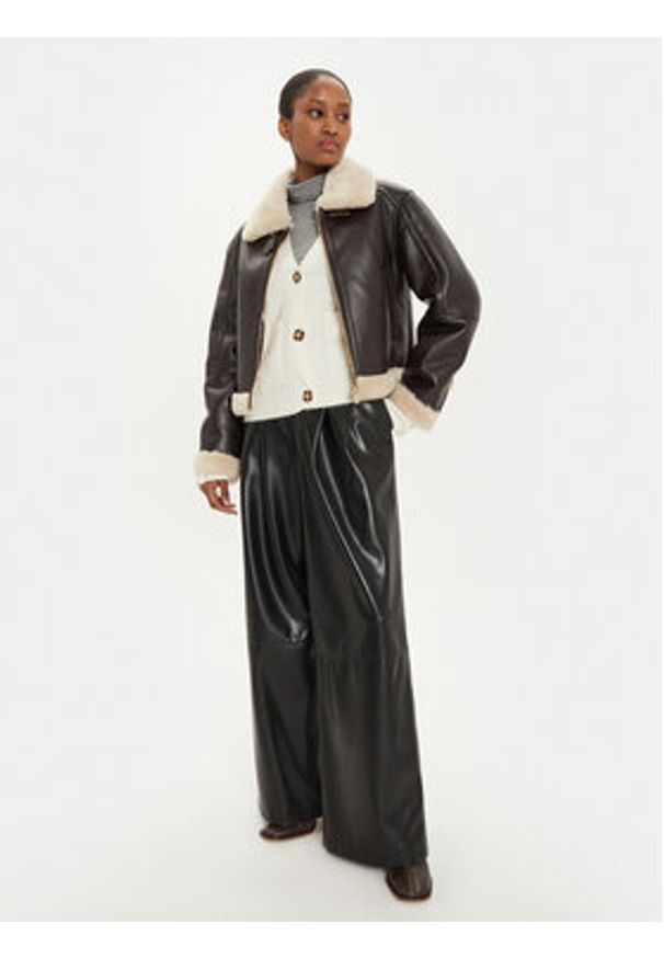 Fracomina Kurtka z imitacji skóry FS24WC4004O42001 Brązowy Regular Fit. Kolor: brązowy. Materiał: skóra