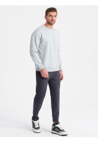 Ombre Clothing - Spodnie męskie joggery dresowe na gumce z przeszyciami – grafitowe V5 - Rozmiar: XL. Kolor: szary. Materiał: dresówka. Wzór: aplikacja