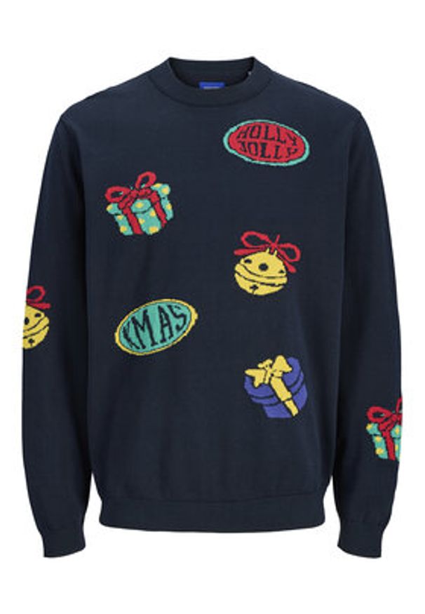 Jack & Jones Sweter Holiday 12287994 Granatowy Relaxed Fit. Kolor: niebieski. Materiał: bawełna