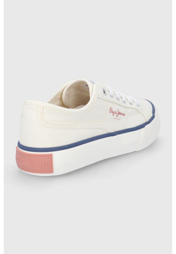 Pepe Jeans tenisówki dziecięce Ottis kolor beżowy. Nosek buta: okrągły. Zapięcie: sznurówki. Kolor: beżowy. Materiał: guma