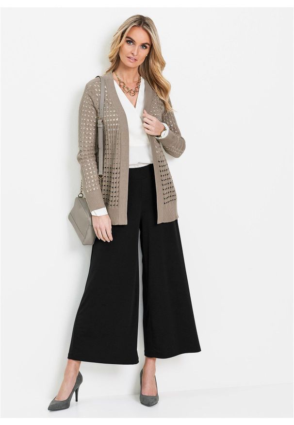 bonprix - Spodnie culotte z dżerseju. Kolor: czarny. Materiał: jersey. Styl: elegancki