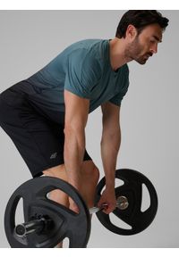 4f - 4F Koszulka treningowa regular szybkoschnąca męska - turkusowa XL. Kolor: turkusowy. Materiał: materiał, tkanina. Długość: krótkie. Sport: fitness #1