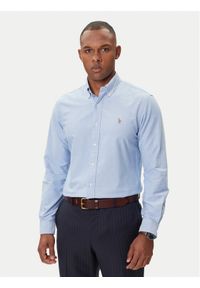 Polo Ralph Lauren Koszula Cupdppcs 710792041002 Błękitny Custom Fit. Typ kołnierza: polo. Kolor: niebieski. Materiał: bawełna