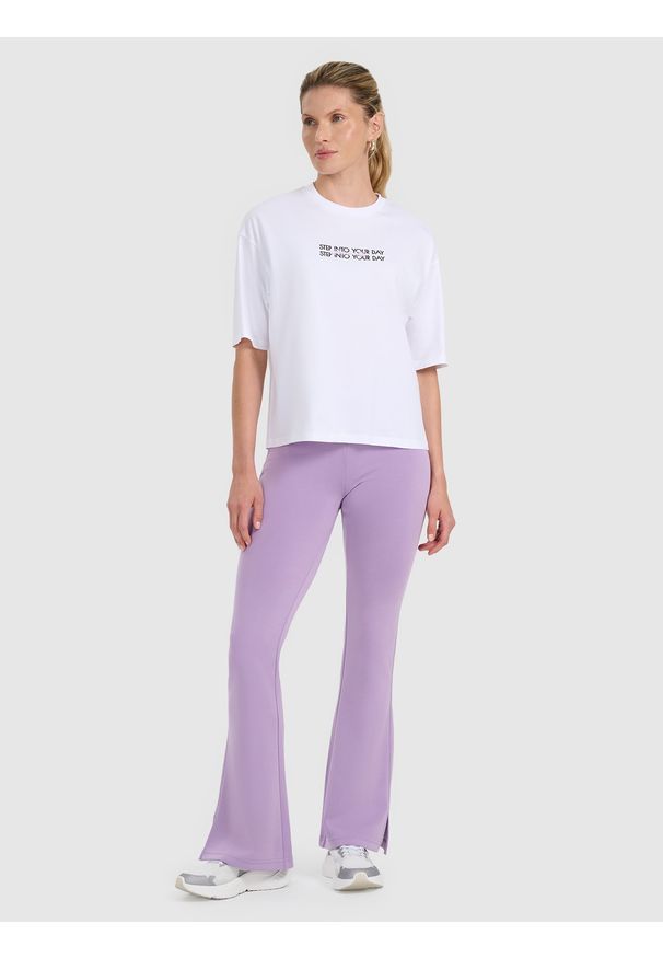 4f - 4F Legginsy z rozszerzanymi nogawkami damskie - fioletowe XS. Kolor: fioletowy