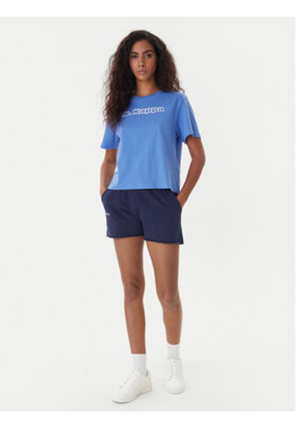 Kappa T-Shirt Frega 351M1KW Turkusowy Regular Fit. Kolor: turkusowy. Materiał: bawełna