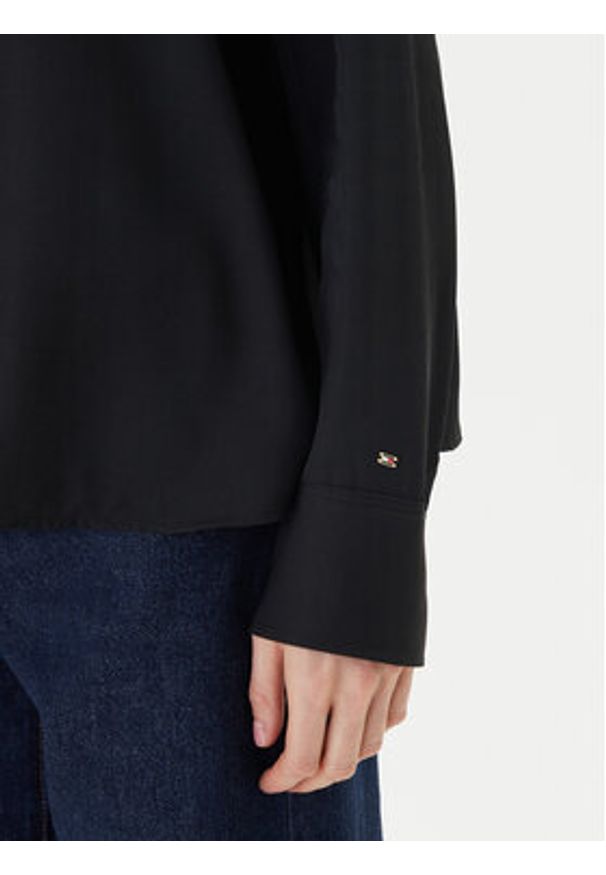 TOMMY HILFIGER - Tommy Hilfiger Bluzka WW0WW47339 Czarny Relaxed Fit. Kolor: czarny. Materiał: wiskoza
