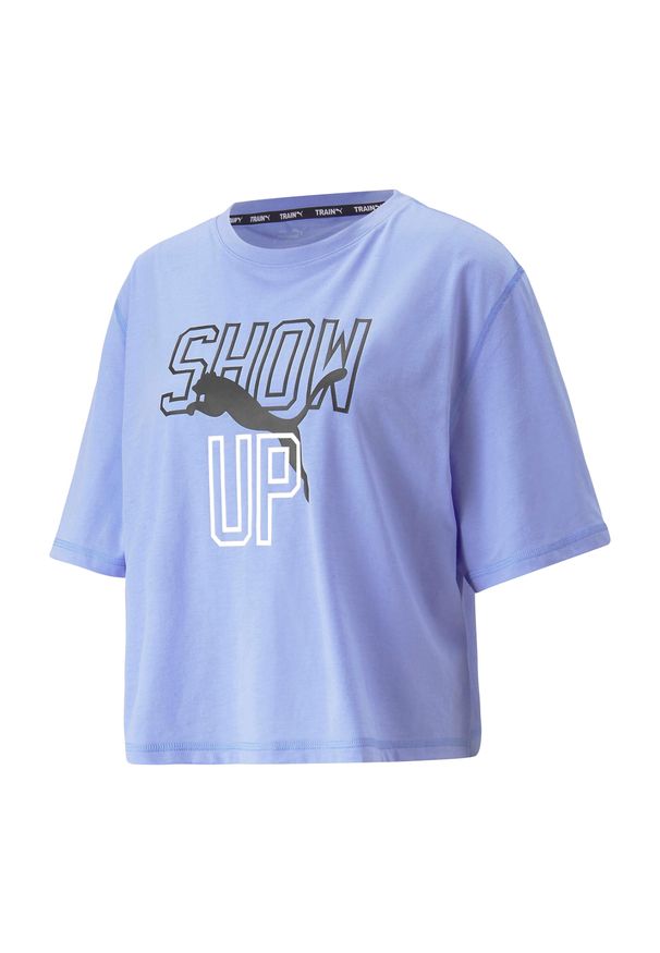 Puma - T-shirt treningowy damski PUMA Graphic Boxy Crop Tee Show Up. Kolor: fioletowy