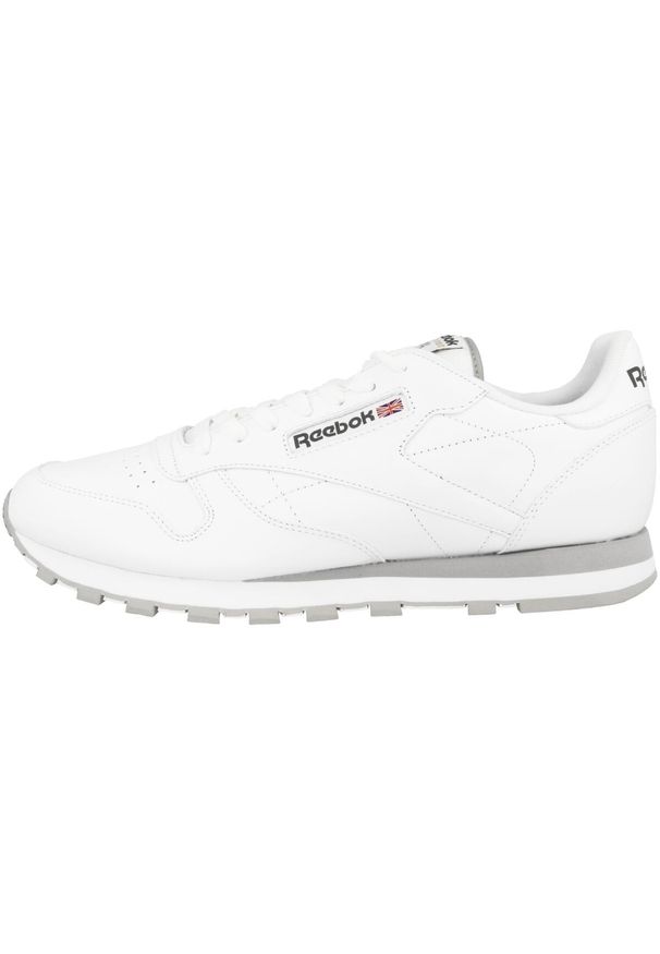 Buty do chodzenia męskie Reebok CL Lthr. Zapięcie: sznurówki. Kolor: biały. Materiał: materiał, syntetyk, tkanina, skóra. Szerokość cholewki: normalna. Sport: turystyka piesza