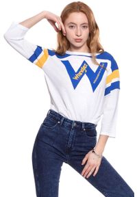 Wrangler - WRANGLER T SHIRT DAMSKI B&Y LS LOOSE TEE WHITE W723LEA12 112130926. Wzór: nadruk #4