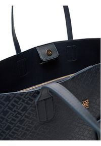 TOMMY HILFIGER - Tommy Hilfiger Torebka Th Distinct Tote Mono AW0AW17195 Granatowy. Kolor: niebieski. Materiał: skórzane #3