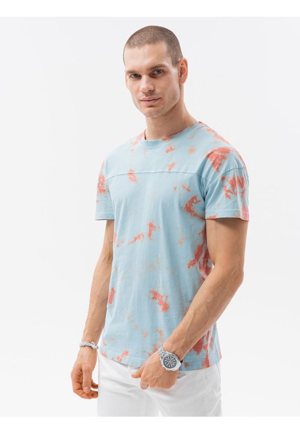 Ombre Clothing - T-shirt męski bawełniany S1372 - miętowy - XXL. Kolor: miętowy. Materiał: bawełna. Sezon: lato