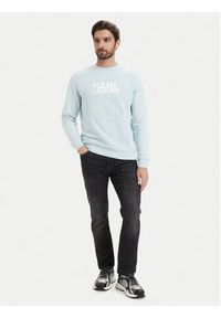 Karl Lagerfeld - KARL LAGERFELD Bluza 705780 563917 Niebieski jasny Regular Fit. Typ kołnierza: dekolt w karo. Kolor: niebieski. Materiał: bawełna #4
